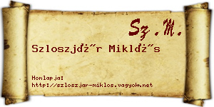 Szloszjár Miklós névjegykártya