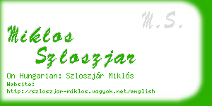 miklos szloszjar business card